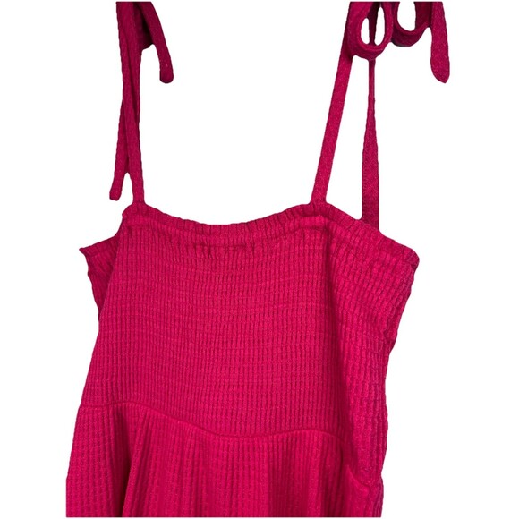 NWT! Paper Crane Spaghetti Strap Smocked Bust Tiered pink med boho - Picture 8 of 9